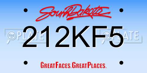 212KF5 South Dakota License Plate