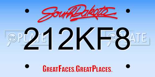 212KF8 South Dakota License Plate