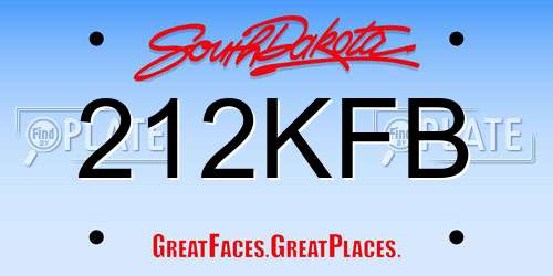 212KFB South Dakota License Plate