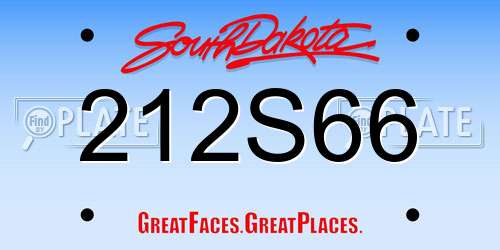 212S66 South Dakota License Plate