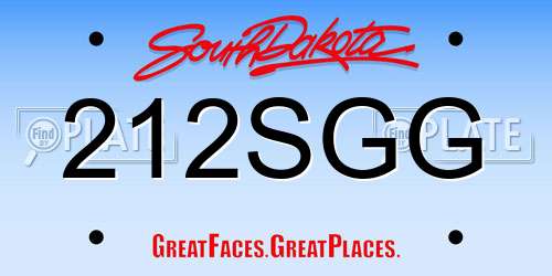 212SGG South Dakota License Plate