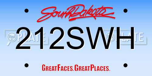 212SWH South Dakota License Plate