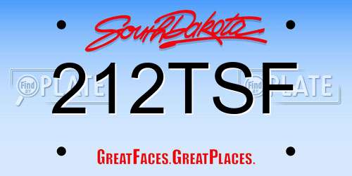 212TSF South Dakota License Plate