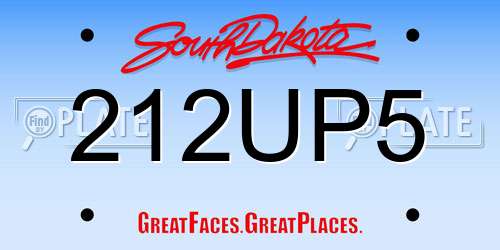 212UP5 South Dakota License Plate