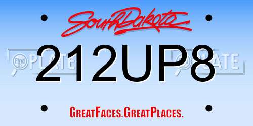 212UP8 South Dakota License Plate