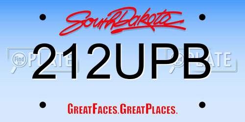 212UPB South Dakota License Plate