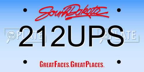 212UPS South Dakota License Plate