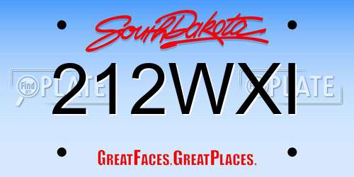 212WXI South Dakota License Plate