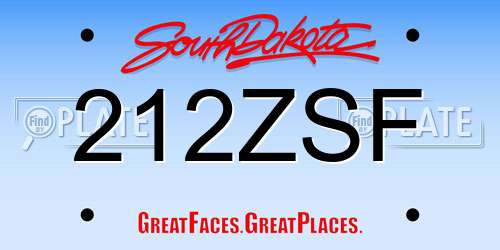 212ZSF South Dakota License Plate