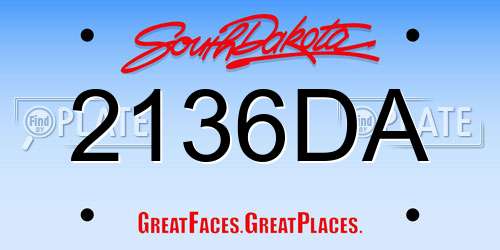 2136DA South Dakota License Plate