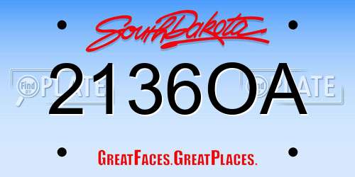 2136OA South Dakota License Plate