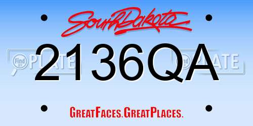 2136QA South Dakota License Plate