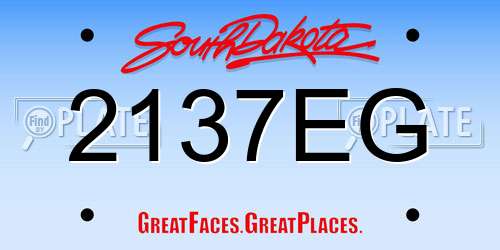 2137EG South Dakota License Plate