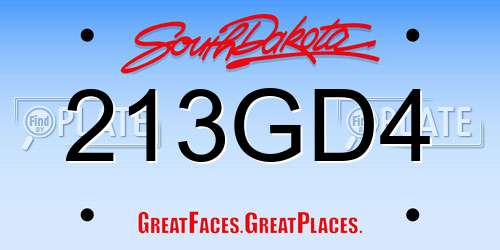213GD4 South Dakota License Plate