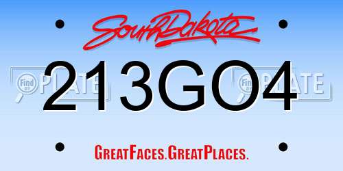 213GO4 South Dakota License Plate