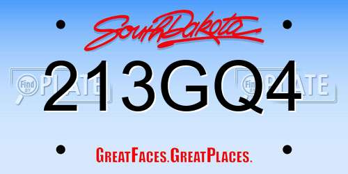 213GQ4 South Dakota License Plate