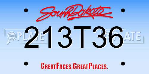 213T36 South Dakota License Plate