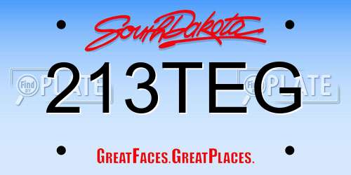 213TEG South Dakota License Plate