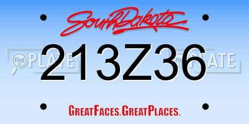 213Z36 South Dakota License Plate