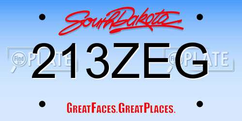 213ZEG South Dakota License Plate