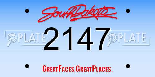 2147 South Dakota License Plate