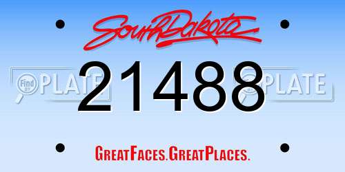 21488 South Dakota License Plate