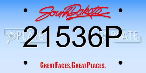 21536P South Dakota License Plate