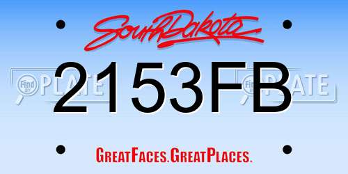 2153FB South Dakota License Plate