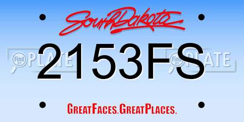 2153FS South Dakota License Plate