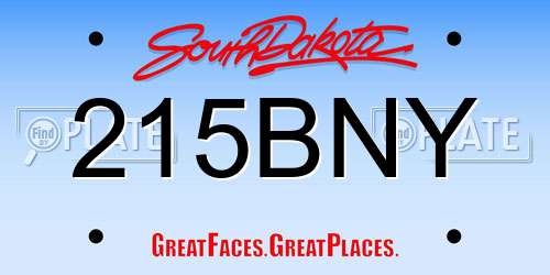 215BNY South Dakota License Plate