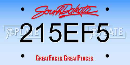 215EF5 South Dakota License Plate