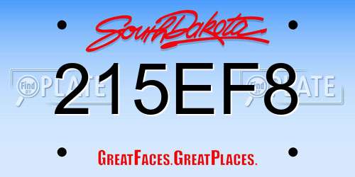 215EF8 South Dakota License Plate