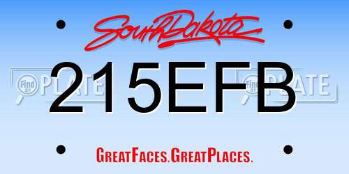 215EFB South Dakota License Plate
