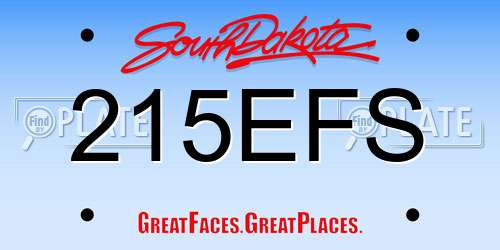 215EFS South Dakota License Plate