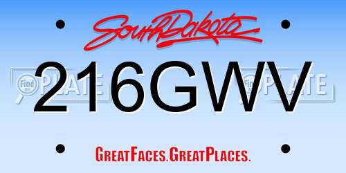 216GWV South Dakota License Plate