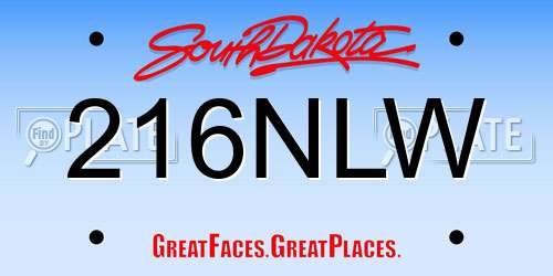 216NLW South Dakota License Plate