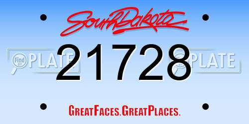 21728 South Dakota License Plate