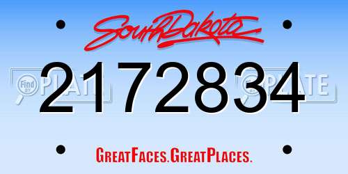 2172834 South Dakota License Plate