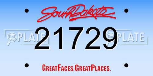 21729 South Dakota License Plate