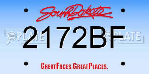 2172BF South Dakota License Plate