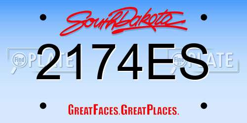 2174ES South Dakota License Plate