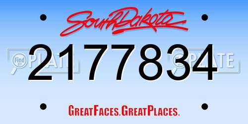 2177834 South Dakota License Plate