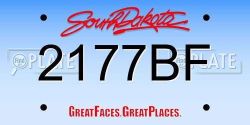 2177BF South Dakota License Plate