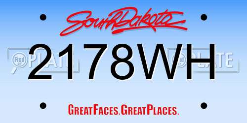 2178WH South Dakota License Plate
