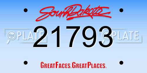 21793 South Dakota License Plate