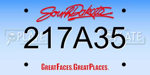 217A35 South Dakota License Plate