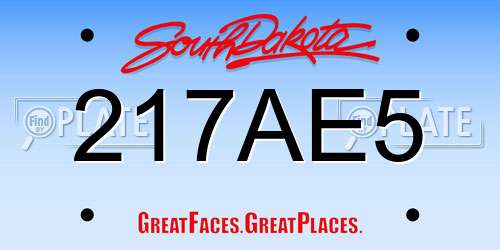 217AE5 South Dakota License Plate