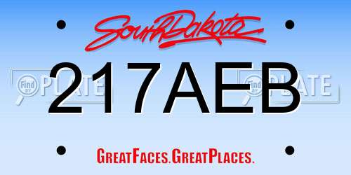 217AEB South Dakota License Plate