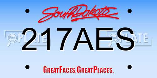 217AES South Dakota License Plate