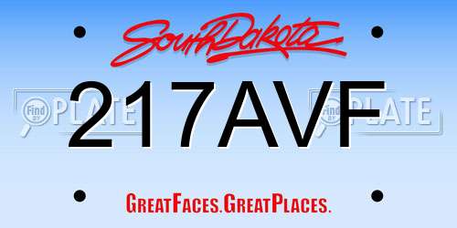 217AVF South Dakota License Plate